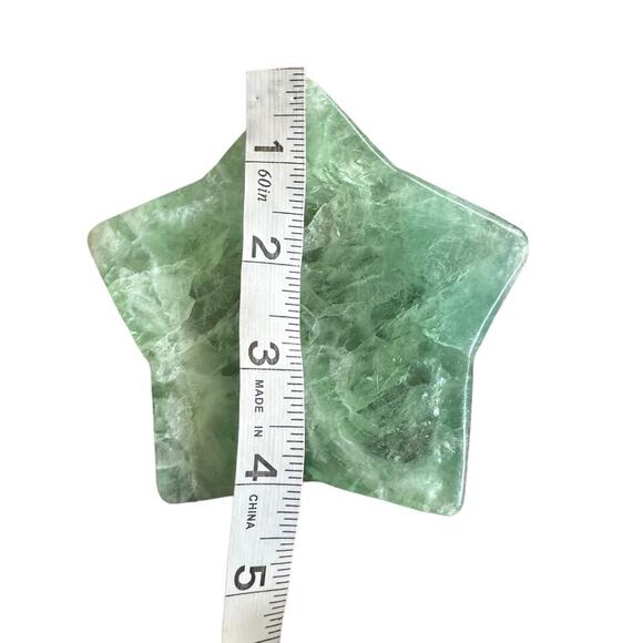 Green Flourite Crystal Star Shaped Ring Jewelry Dish Plate Decor Gemstone OS - Picture 13 of 14